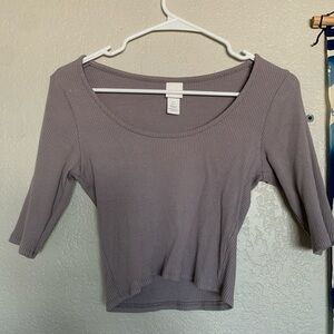 Women's Ribbed Gray/Purple Top